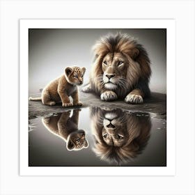 Lion And Cub Art Print