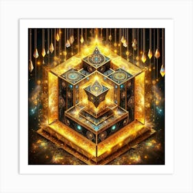 Golden Cube 5 Art Print