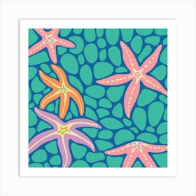 SEA STARS Coastal Beach Ocean Starfish in Bright Summer Colours Art Print