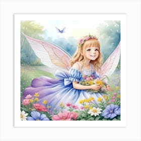 Fairy Girl With Flowers Art Print