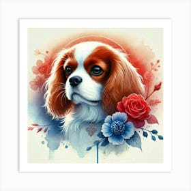 Watercolor Cavalier King Charles Spaniel 3 Póster