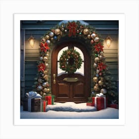 Christmas Decoration On Home Door Trending On Artstation Sharp Focus Studio Photo Intricate Deta (2) Art Print