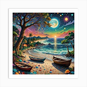 Boats On The Beach Art Print