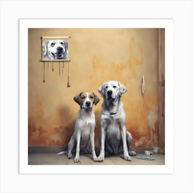 Two Dogs In A Room Art Print
