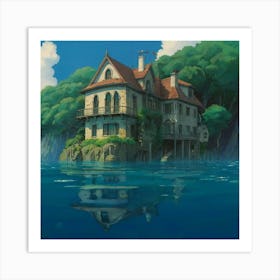 Default Cozy Mansion Under The Water Studio Ghibli Film By Hay 1 Art Print