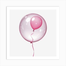 Pink Balloon Inside Other Pink Ballon Generated By Ai Art Print