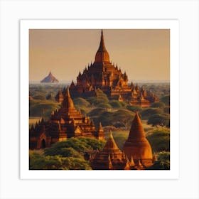 Sunset In Bagan Art Print