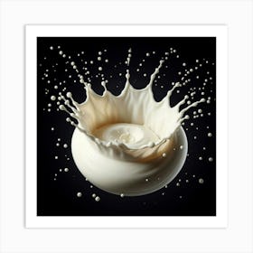 A Still Life of Milk in Motion Captured in a Single Frame, a testament to the Beauty of Nature's Simple Pleasures Art Print