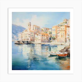 AI Ethereal Elegance: Italian Riviera in Impressionist Hues" Art Print