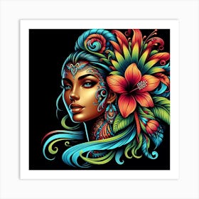 Colorful Hawaiian Woman Art Print