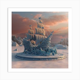 Beautiful ice sculpture in the shape of a sailing ship 23 Art Print