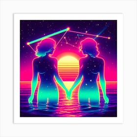 Gemini Holding Hands Art Print