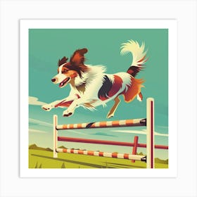 Dog Jumping Over An Obstacle 2 Art Print