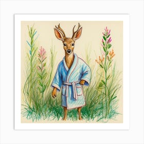 Deer In Bathrobe 11 Art Print