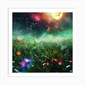 Full Moon In The Grass Art Print