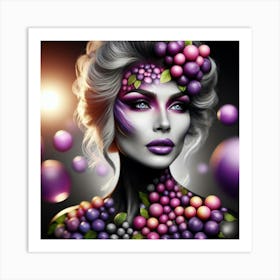 Purple Woman With Grapes Art Print