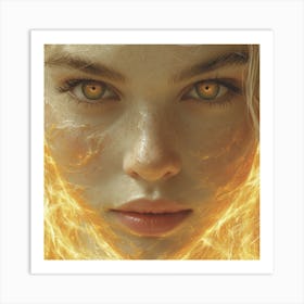 Girl With Fire In Her Face Art Print