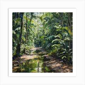 Stream In The Rainforest Art Print