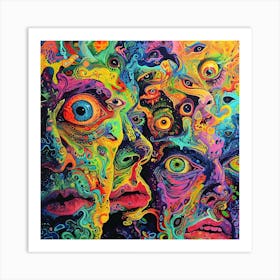 Psychedelic Faces 1 Art Print