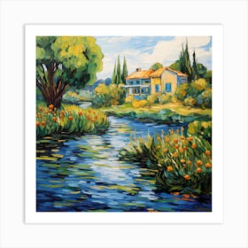 Chromatic Ballet: Impressionist Riverside Dreams Art Print