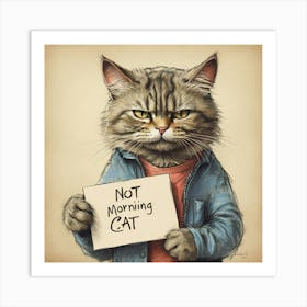 Not Morning Cat Art Print