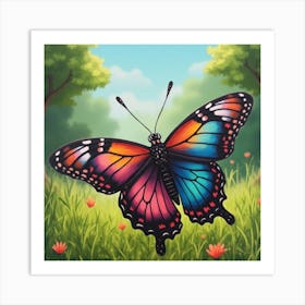 Colorful Butterfly In The Meadow wall art Art Print