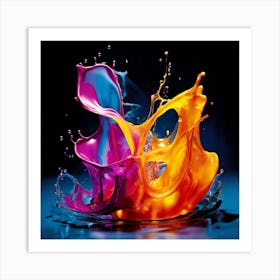 Fresh Colors Liquid 3d Design Spark Hot Palette Shapes Dynamism Vibrant Flowing Molten (8) Art Print