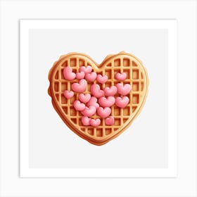 Waffles With Pink Hearts Art Print