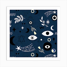 Cosmic Charm Blue Square Art Print
