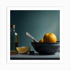 Still Life With Lemons And Oil Art Print