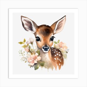 Fawn Watercolor Painting 1 Art Print