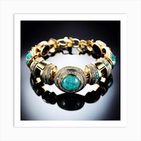 Turquoise And Diamond Bracelet Art Print