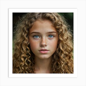 Portrait Of A Girl With Curly Hair 4 Art Print