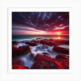 Sunset On The Rocks 1 Art Print