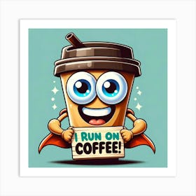 I Run On Coffee Art Print