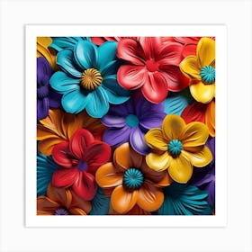 Colorful Flowers Background Art Print