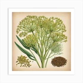 Fennel Seeds flower plants painting art print 2 Art Print