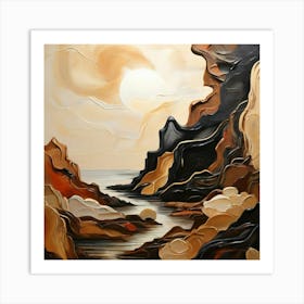 Sunset On The Rocks 1 Art Print