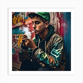 Young Man Smoking A Cigarette 1 Art Print