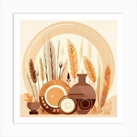 Wheat And Pots Art Print