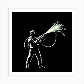 Soldier Spraying Water Art Print