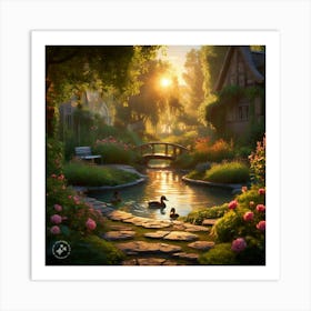 Sunset In The Garden Art Print