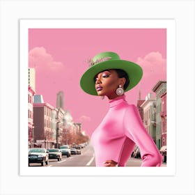 Woman In A Pink Dress Art Print