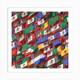 Mexican Flags 11 Art Print