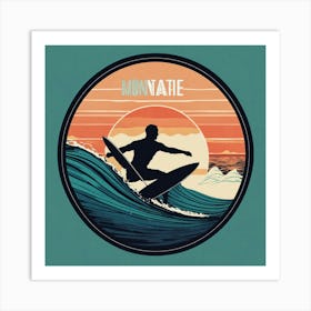 Round Logo Montabeach Minimaliste Ocean Wave Surfi (1) Art Print