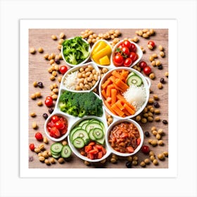 Healthy Food On A Wooden Table Art Print