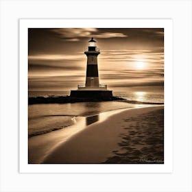 Lighthouse At Sunset 39 Art Print