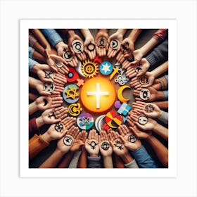 Religious Symbols In A Circle Art Print