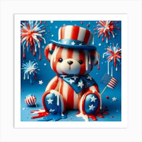 4th Of July Teddy Bear 1 Art Print