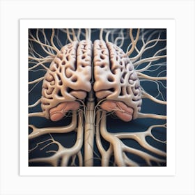 Human Brain With Nerves 1 Art Print